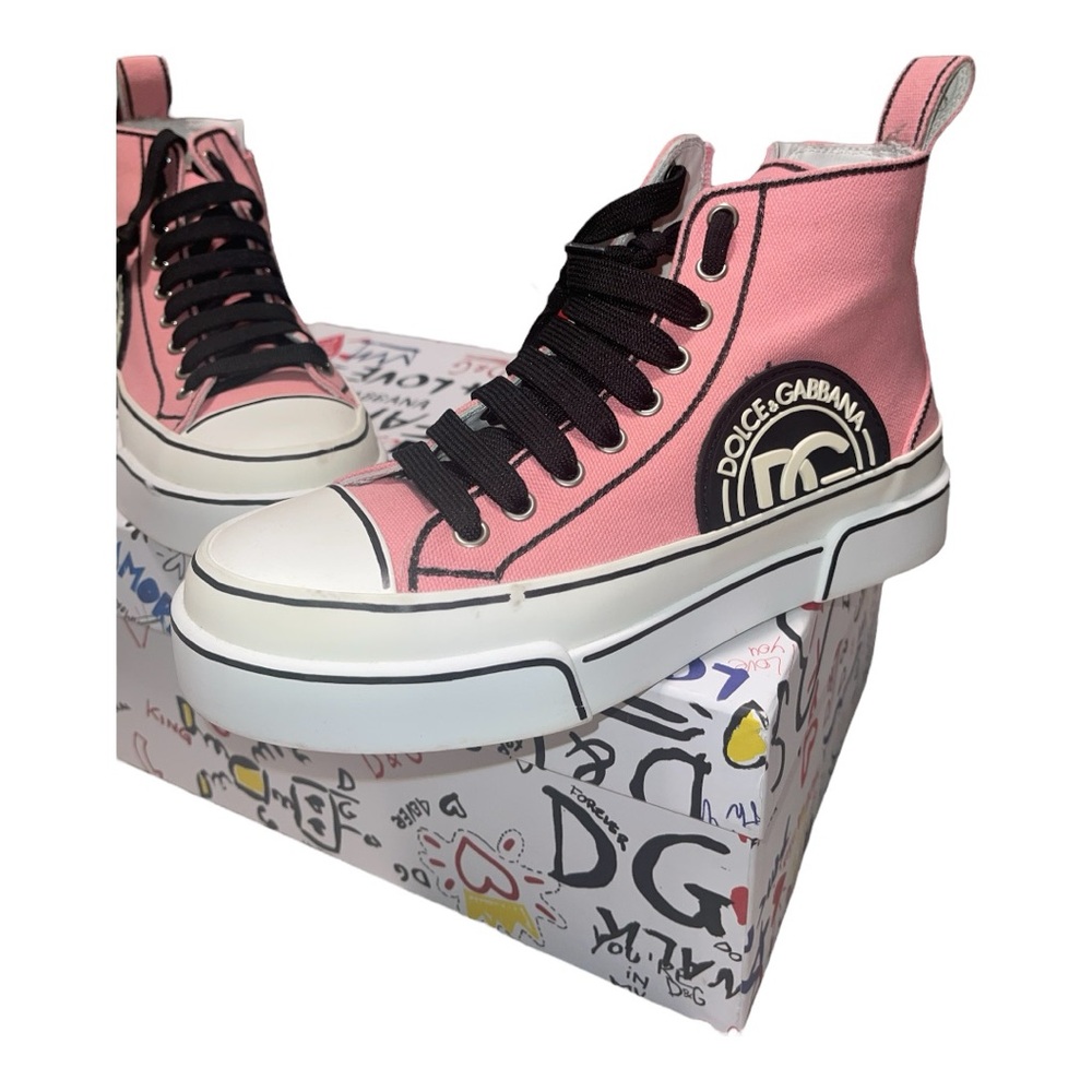 DOLCE & GABBANA
High-Top Marker Trim Sneakers - Pink